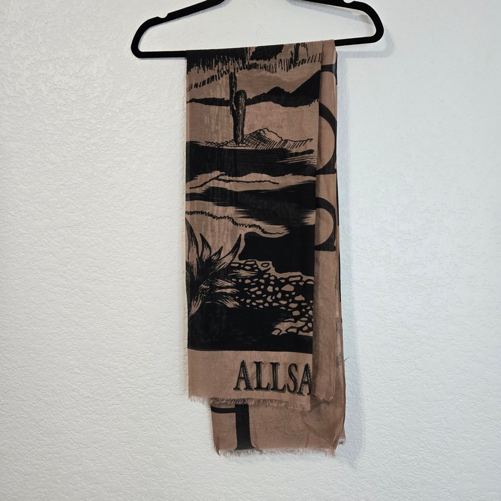 ALLSAINTS‎ Cacti Cotton & Silk Large Square Scarf Desert Landscape